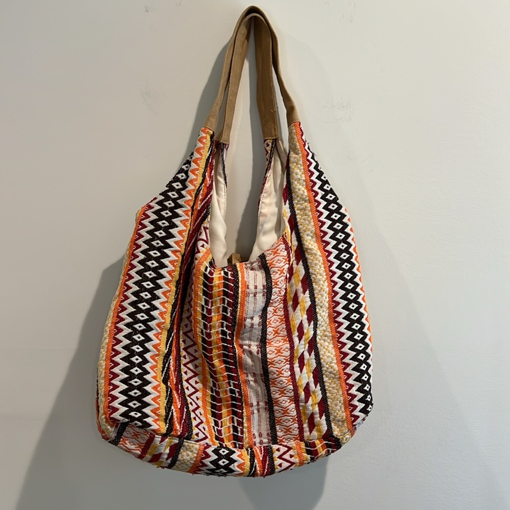Boho lined multi color canvas bag - Picture 3 of 8